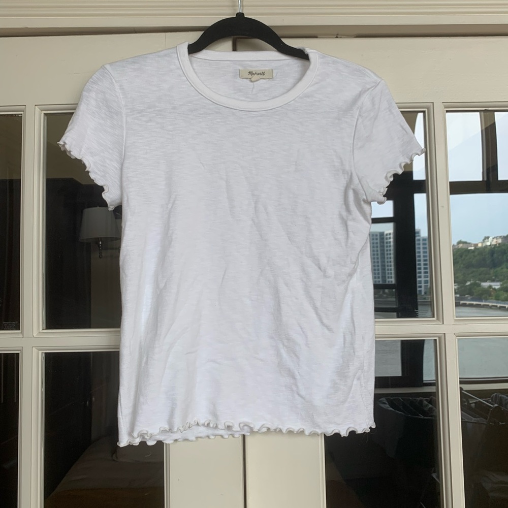 Madewell White Lettuce Edge Basic Tee